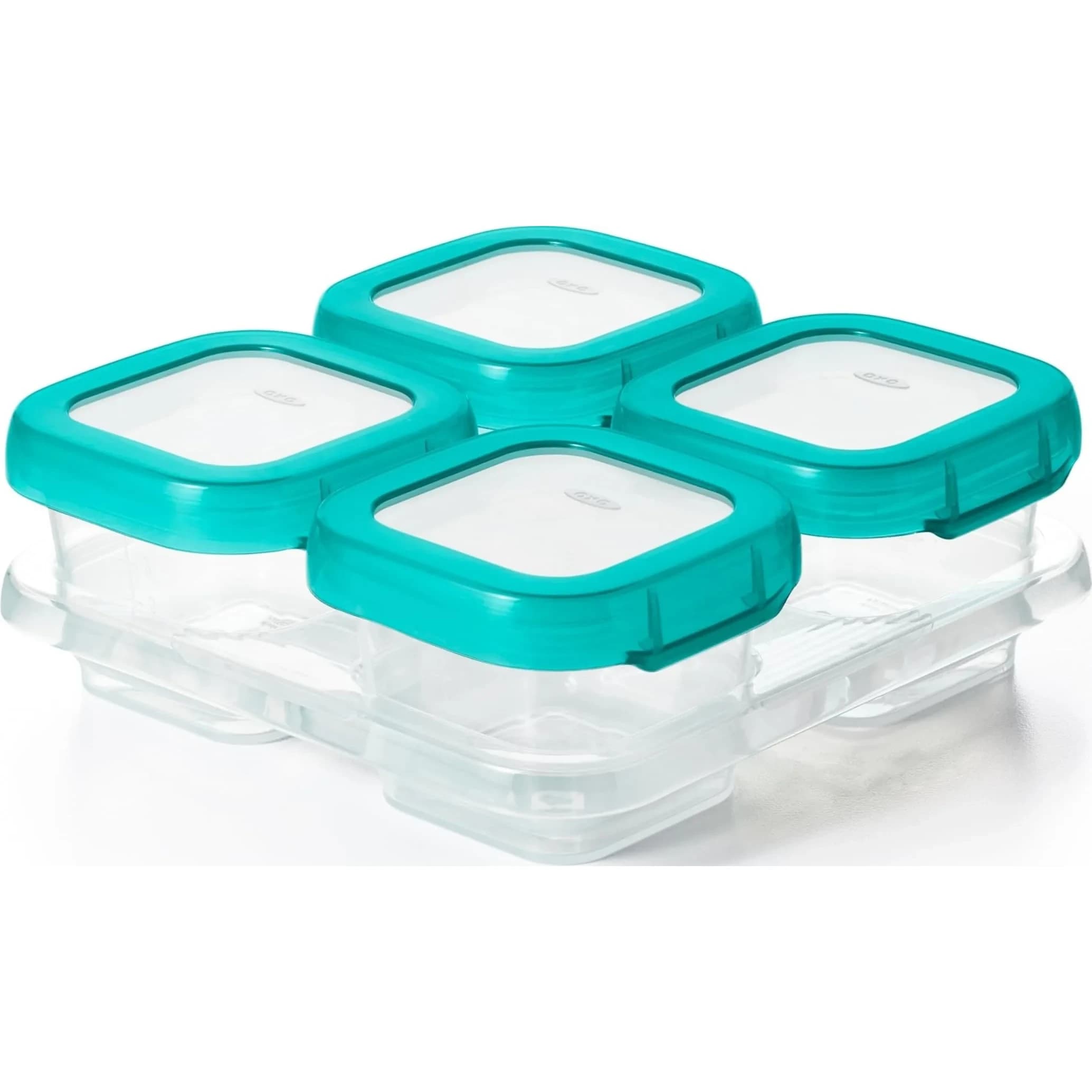 OXO Tot Baby Blocks Freezer Storage Containers Teal 120ml (4 Oz) | Airtight & Leak-Proof for Homemade Baby Food
