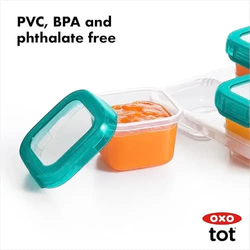 OXO Tot Baby Blocks Freezer Storage Containers Teal 120ml (4 Oz) | Airtight & Leak-Proof for Homemade Baby Food thumbnail 8