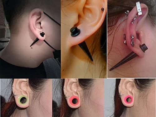 JDXN DXN Ear Stretching Kit 14G to 00G - 50 Pieces Acrylic Tapers Silicone Tunnels Plugs Gauges Expander Set with Purple Tunnels | Body Piercing Jewelry for Men Women thumbnail 4