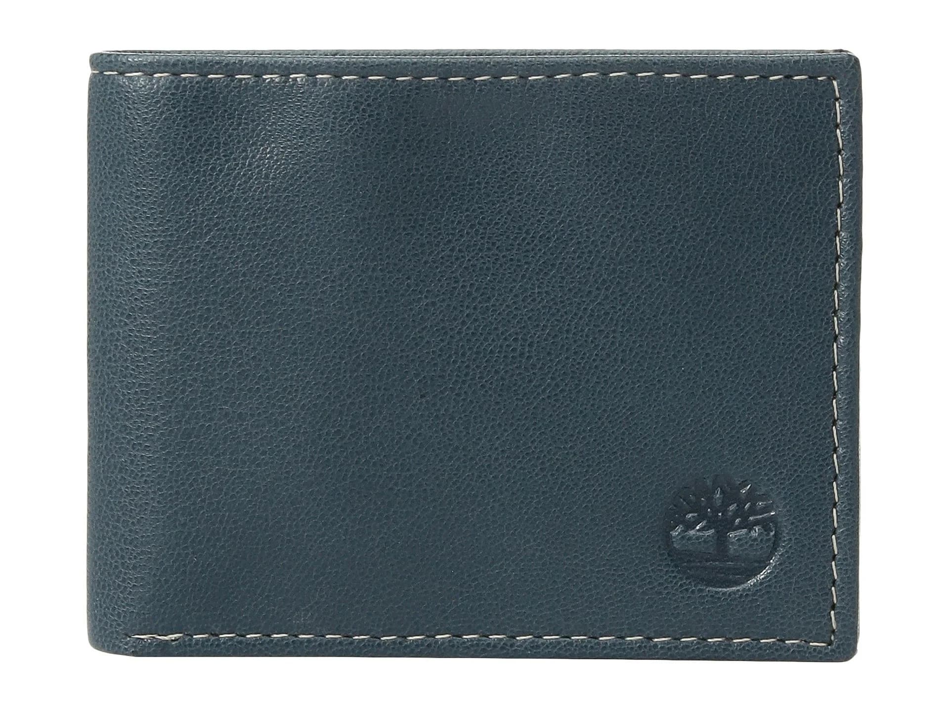 Timberland Men's Blix Slimfold Leather Wallet Navy 8.5cm (3.25") | Genuine Leather Bifold for Daily Use — Navy