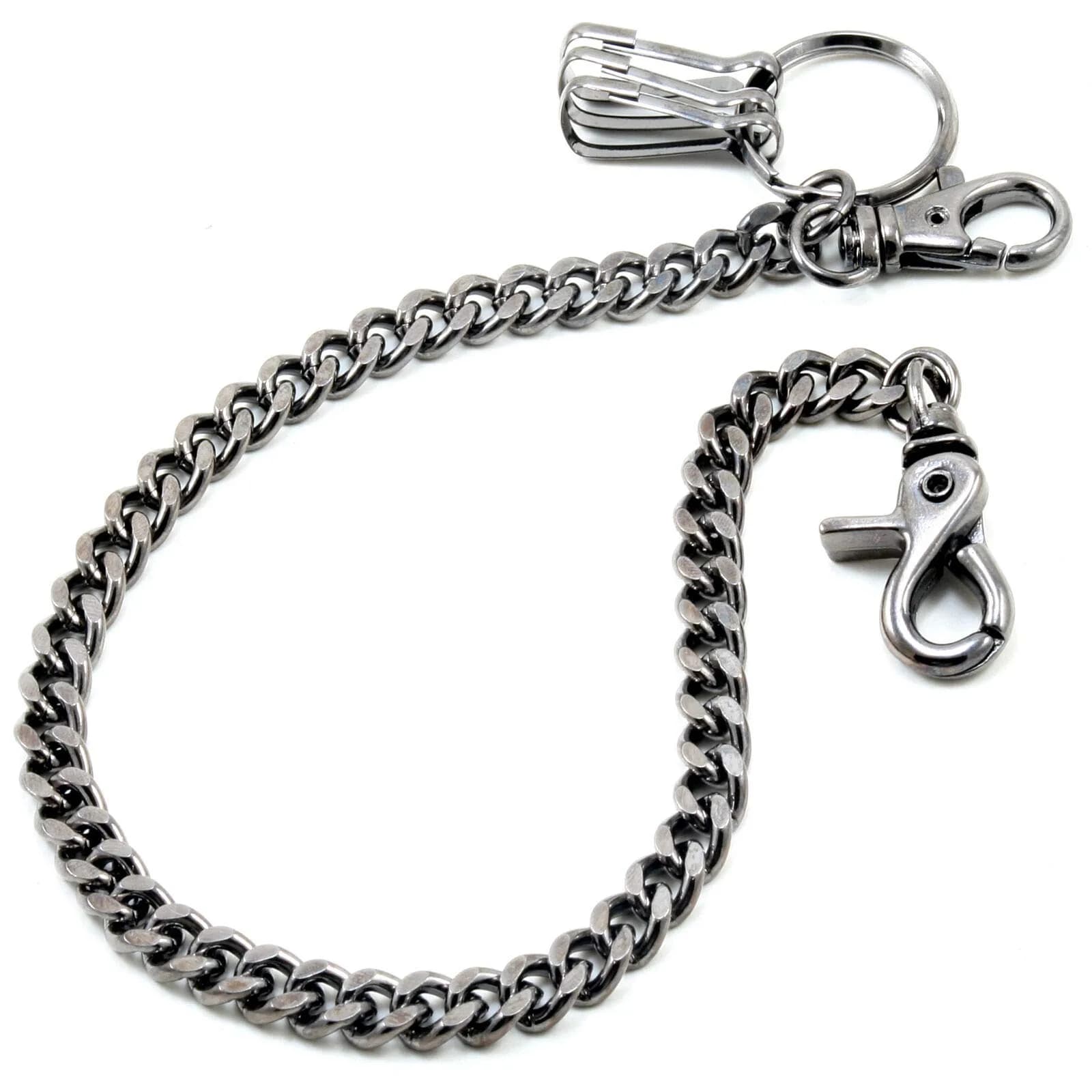 Double K Wallet Chain 21" Black | Heavy Chrome Steel Trucker Leash - main product image