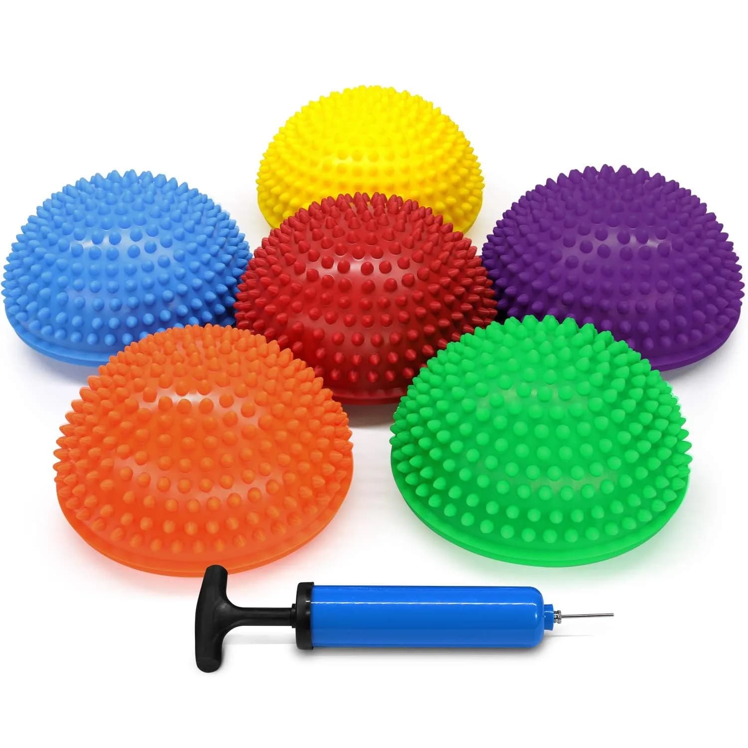 Yes4All Hedgehog Balance Pods Set of 6 with Hand Pump | Core Strength & Stability Trainer for Youth & Adults - main product image