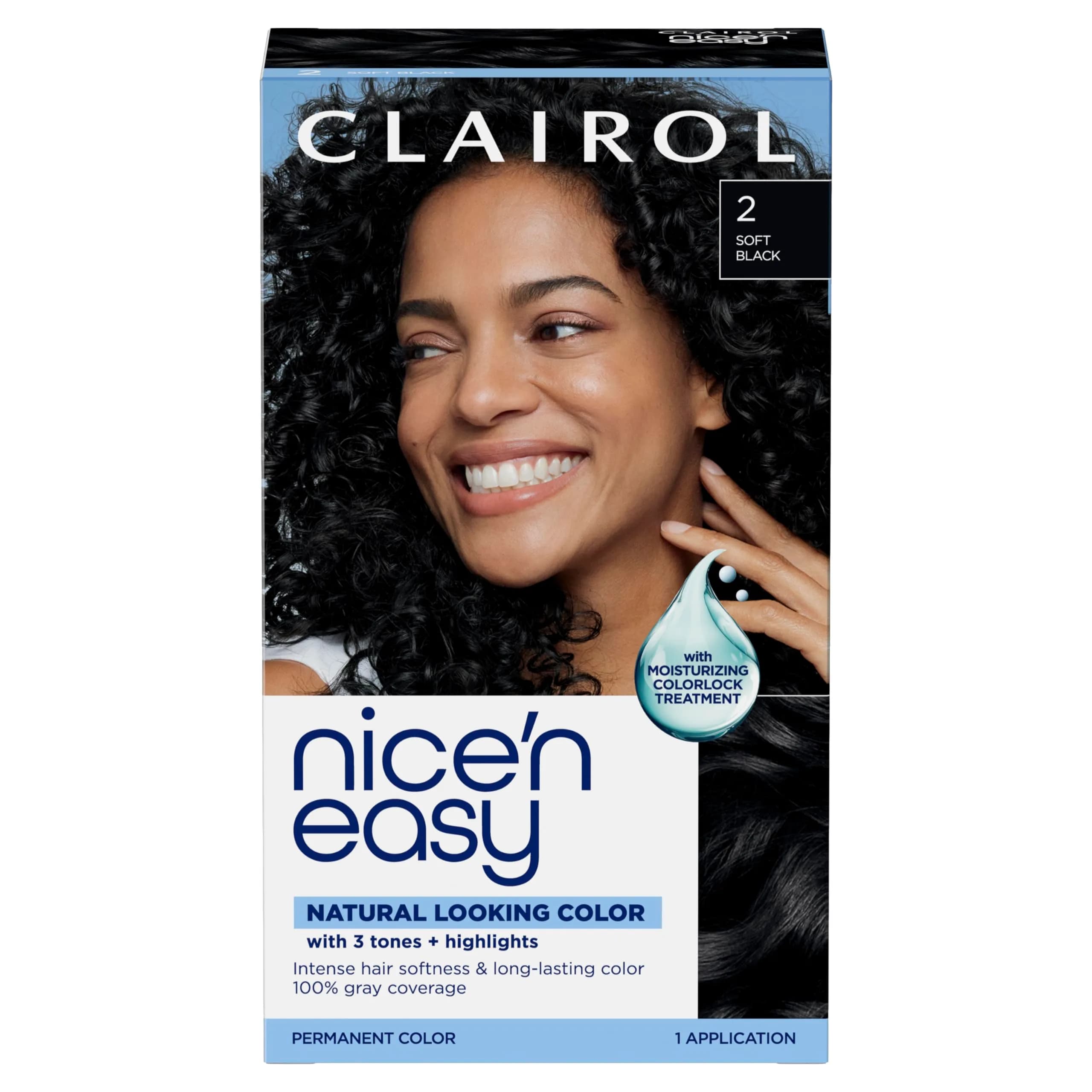 Clairol Nice'n Easy Permanent Hair Dye 2 Black, 6.26 Fl Oz (Pack of 1) | 100% Gray Coverage