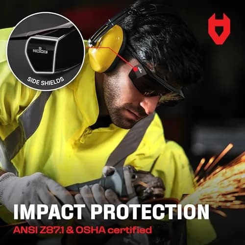 NoCry Tinted Safety Glasses Over Eyeglasses with Anti-Scratch Wraparound Lenses | UV400 ANSI Z87 Certified thumbnail 6