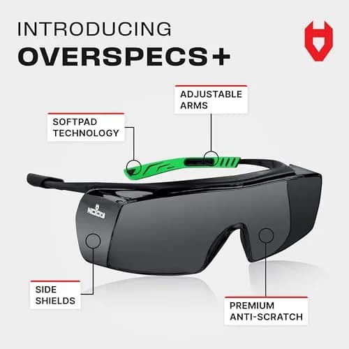 NoCry Tinted Safety Glasses Over Eyeglasses with Anti-Scratch Wraparound Lenses | UV400 ANSI Z87 Certified thumbnail 2