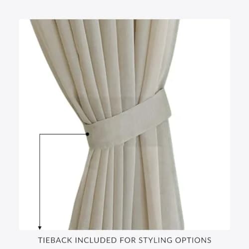 Threadmade Carmen Sheer Extra Wide Indoor/Outdoor Sheer Window Curtain, Natural - 114" W x 108" L | Elegant Privacy & Sun Filter thumbnail 7