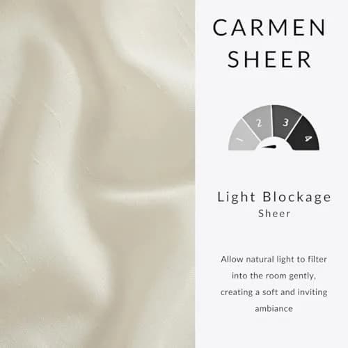 Threadmade Carmen Sheer Extra Wide Indoor/Outdoor Sheer Window Curtain, Ivory - 114" W x 108" L | Elegant Privacy & Sun Filter thumbnail 5