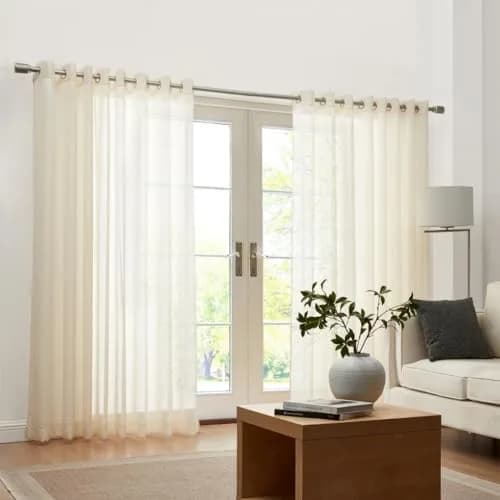 Threadmade Carmen Sheer Extra Wide Indoor/Outdoor Sheer Window Curtain, Ivory - 114" W x 108" L | Elegant Privacy & Sun Filter thumbnail 3