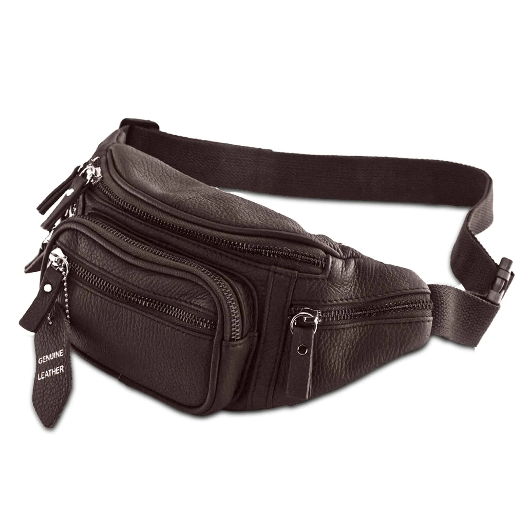 Nabob Leather Fanny Pack Waist Bag for Men & Women | Genuine Cowhide Leather, 6 Pockets, Adjustable Strap, Ideal for Travel & Outdoor - main product image
