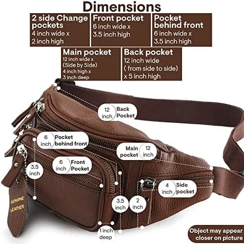 Nabob Leather Fanny Pack Waist Bag for Men & Women | Genuine Cowhide Leather, 6 Pockets, Adjustable Strap, Ideal for Travel & Outdoor thumbnail 6
