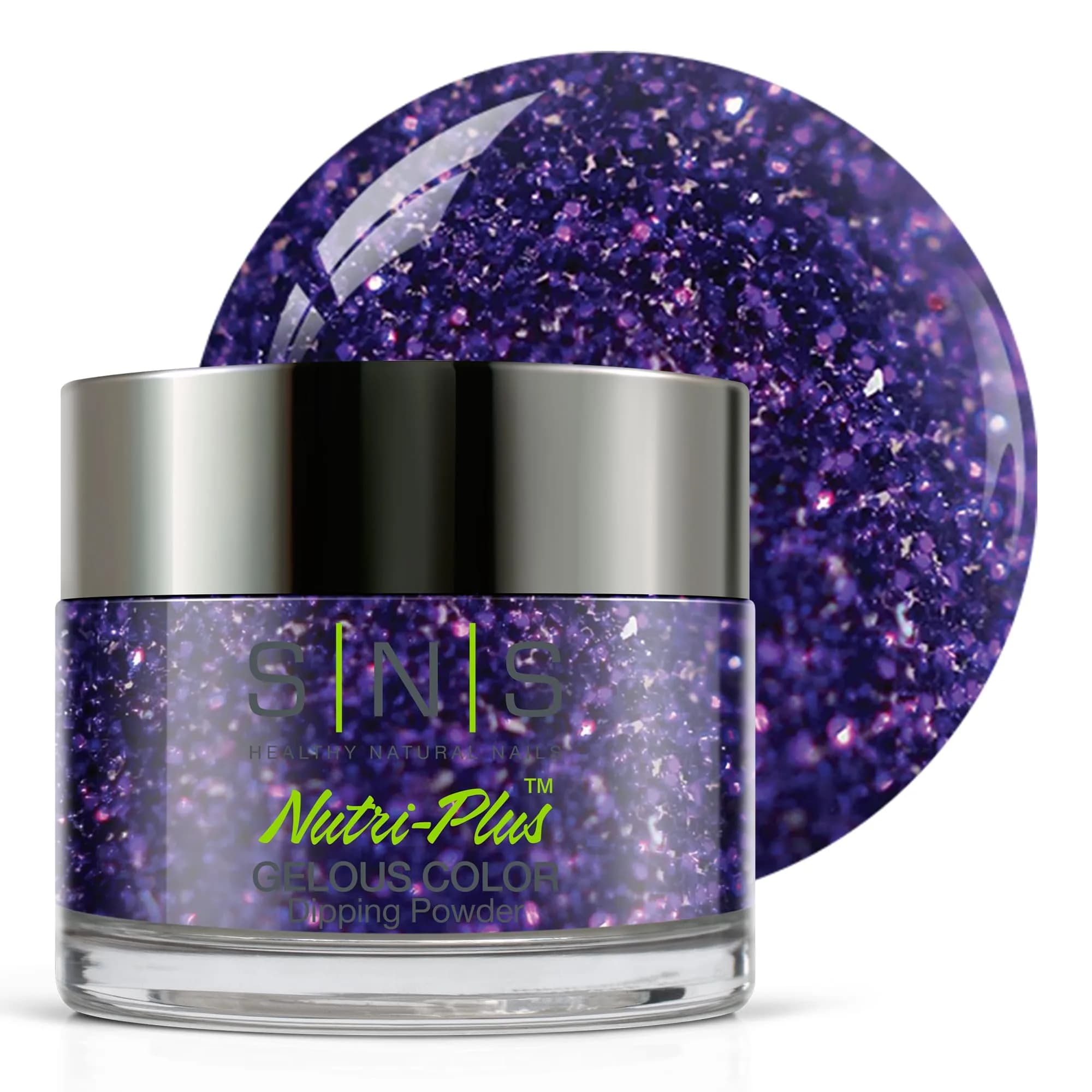 SNS Nail Dip Powder Valedictorian Purple Glitter 29.57ml (1 oz) | Long-Lasting 14-Day Chip-Resistant Color