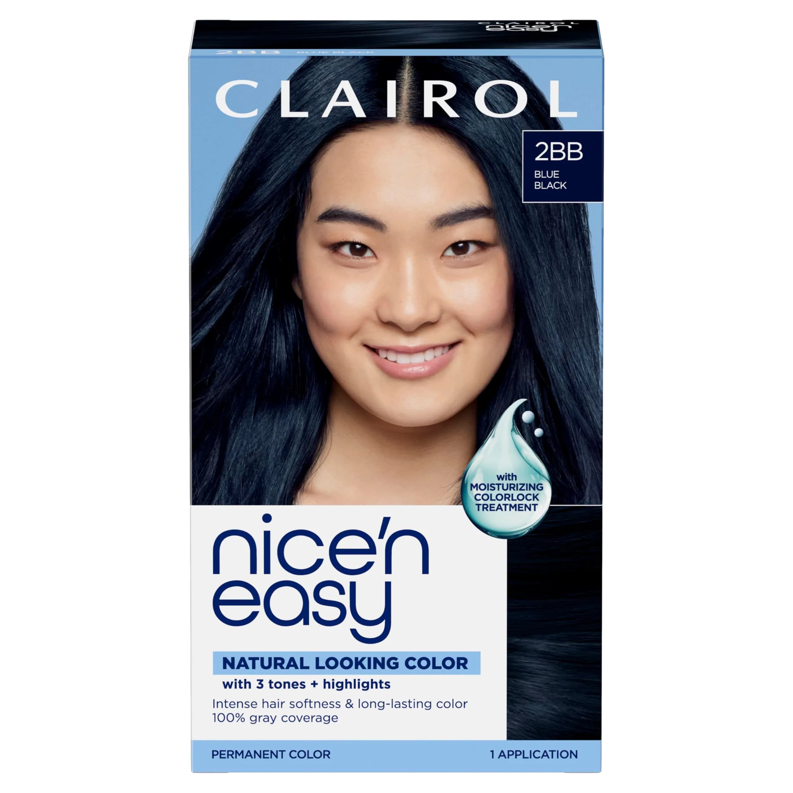 Clairol Nice'n Easy Permanent Hair Dye 2BB Blue Black, 6.26 Fl Oz (Pack of 1) | 100% Gray Coverage