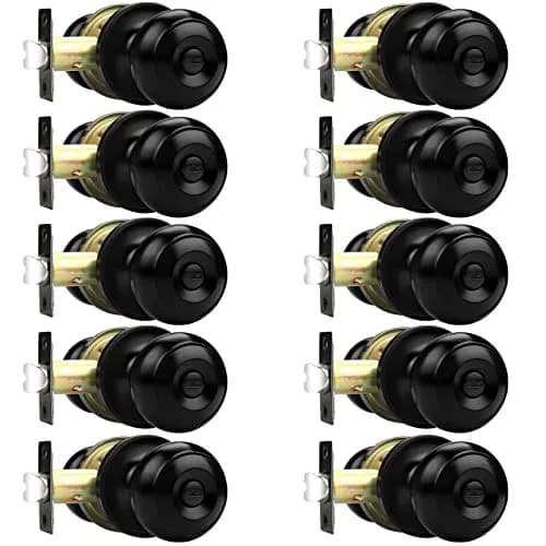 Probrico Black Door Knobs Privacy Interior Door Knob 10 Pack | ANSI Grade 3, Exceeds 200,000 Cycles thumbnail 1