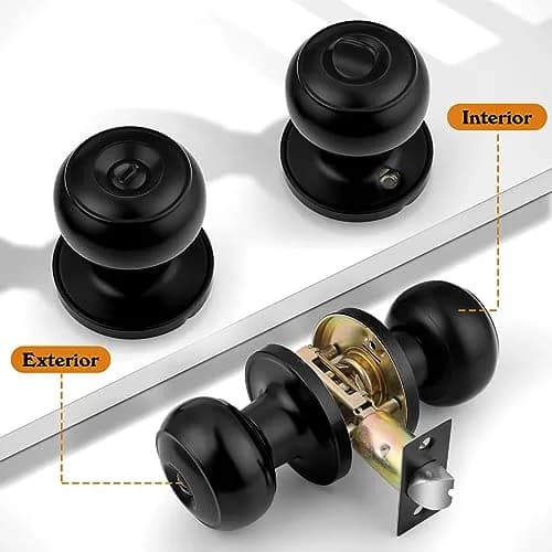 Probrico Black Door Knobs Privacy Interior Door Knob 10 Pack | ANSI Grade 3, Exceeds 200,000 Cycles thumbnail 3