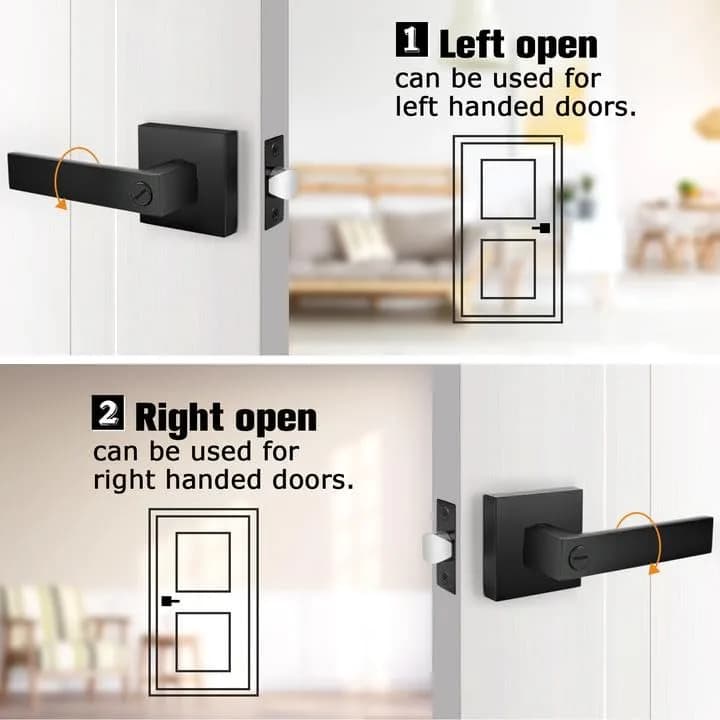 Probrico Interior Privacy Door Handles, Matte Black Square Locking Levers for Bedroom/Bathroom, Heavy Duty Zinc Alloy, 6 Pack thumbnail 10