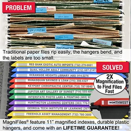 Ultimate Office MagniFile V-Bottom Hanging File Folders, Set of 5 Assorted | Polypropylene, Letter Size, 2" Expansion thumbnail 2