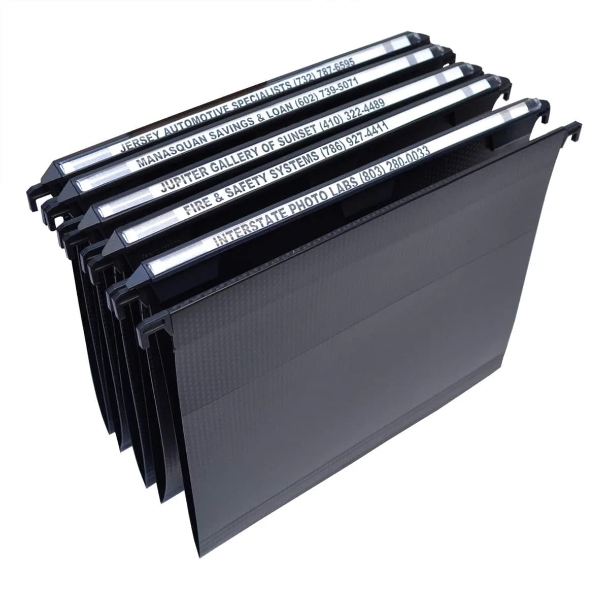 Ultimate Office MagniFile V-Bottom Hanging File Folders, Set of 5 Frost | Polypropylene, Letter Size — Black