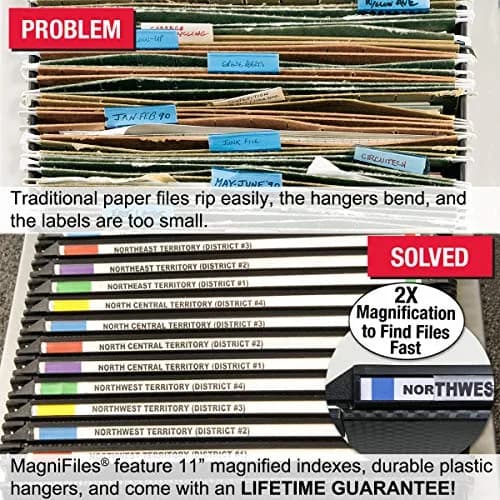 Ultimate Office MagniFile V-Bottom Hanging File Folders, Set of 5 Black | Durable Polypropylene for Active Filing thumbnail 2