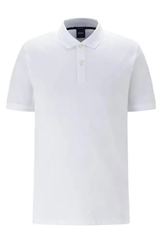 Boss Pallas Short Sleeve Polo Shirt | Classic White Cotton, Regular Fit, Short Sleeve thumbnail 1