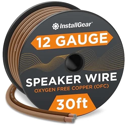 InstallGear 12 Gauge Speaker Wire 30ft | Copper, Brown, OFC, Round, 12 AWG, 30 Feet thumbnail 1