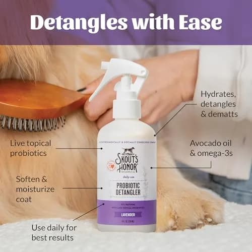 SKOUT'S HONOR Probiotic Dog Detangler Spray - Lavender, 8 oz | Hydrates & Softens Coat for Daily Use thumbnail 6