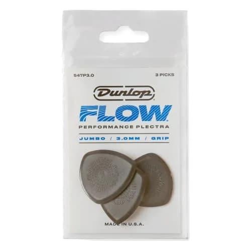 Jim Dunlop Flow Jumbo Grip Pick 3.0mm (3 Pack) | Smooth String Release & Rich Tone thumbnail 1