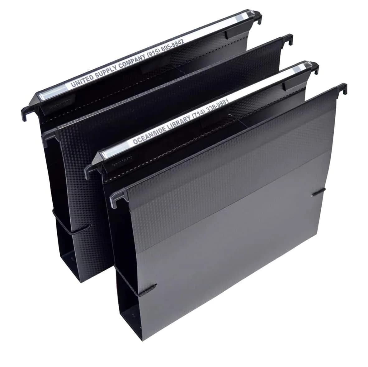 Ultimate Office MagniFile V-Bottom Hanging File Folders, Set of 5 Frost | Polypropylene, Letter Size — Black / 2" Box-Base