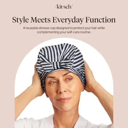 Kitsch Luxury Large Shower Cap for Women - Stripe, 14.2cm (5.6in) x 16.6cm (6.5in) x 3.4cm (1.3in) thumbnail 8