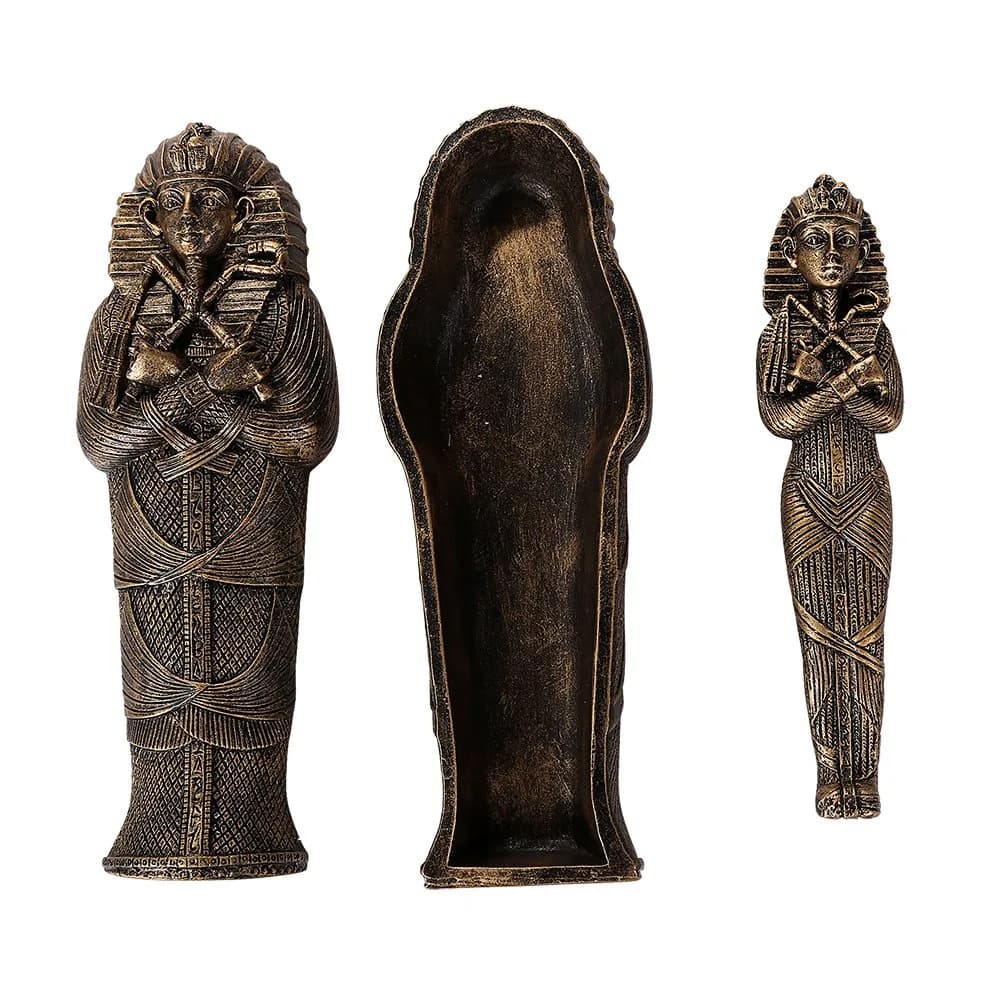 Pacific Giftware King Tut Sarcophagus with Mummy Figurine 14cm (5.5 Inch L) | Hand-Painted Resin Collectible - main product image