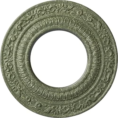Ekena Millwork Andrea Ceiling Medallion 20.6 cm (8-1/8 in) Diameter | Intricately Carved Urethane for Easy Installation — Athenian Green Crackle