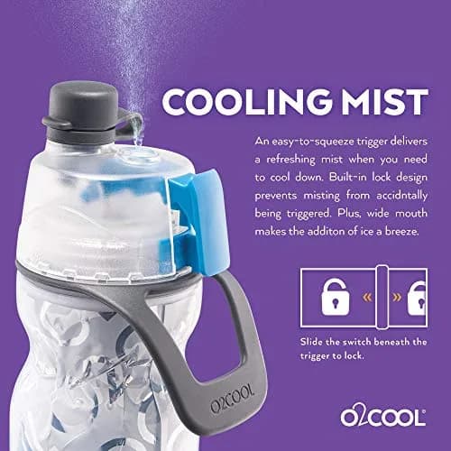 O2COOL Mist N Sip 20 oz (591 ml) Misting Sports Water Bottle Tropical | Insulated Double-Wall Design thumbnail 4