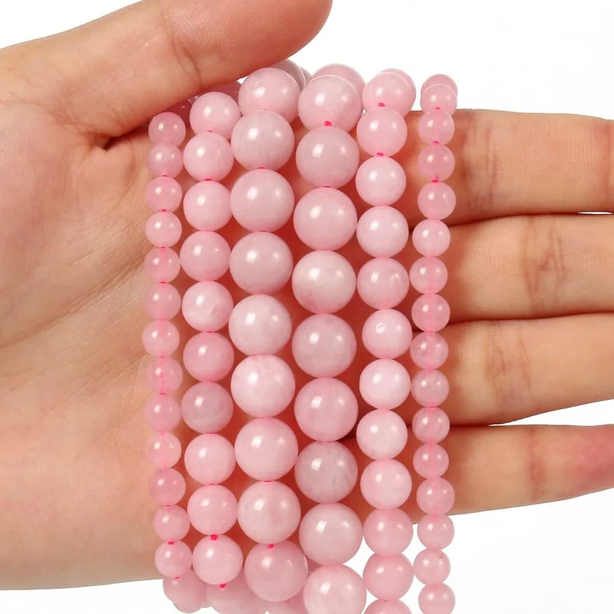 LIFAVOVY 6mm Natural Rose Quartz Beads | Round Gemstone Jewelry Loose Beads (60-62pcs/strand)