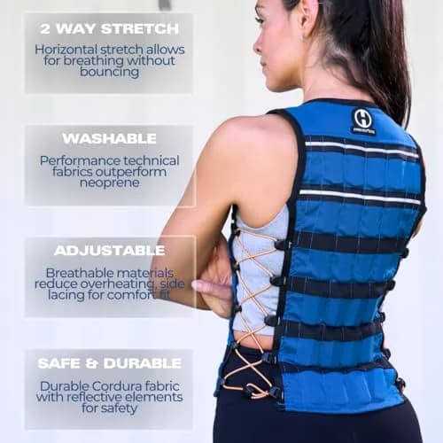Hyperwear Hyper Vest ELITE Thin Weighted Vest, Black, M, 20 lb | Comfortable, Adjustable, USA Steel Weights thumbnail 3