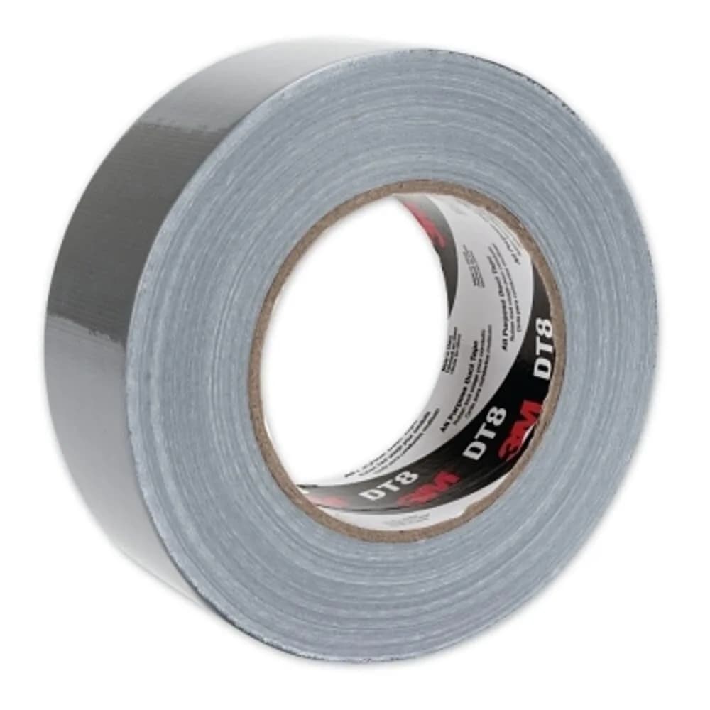 3M All Purpose Duct Tape DT8 Black 1.88 in x 60 yd (169.9 m) | Strong Cloth-Backed Tape for Repairs — Silver / 1 Roll