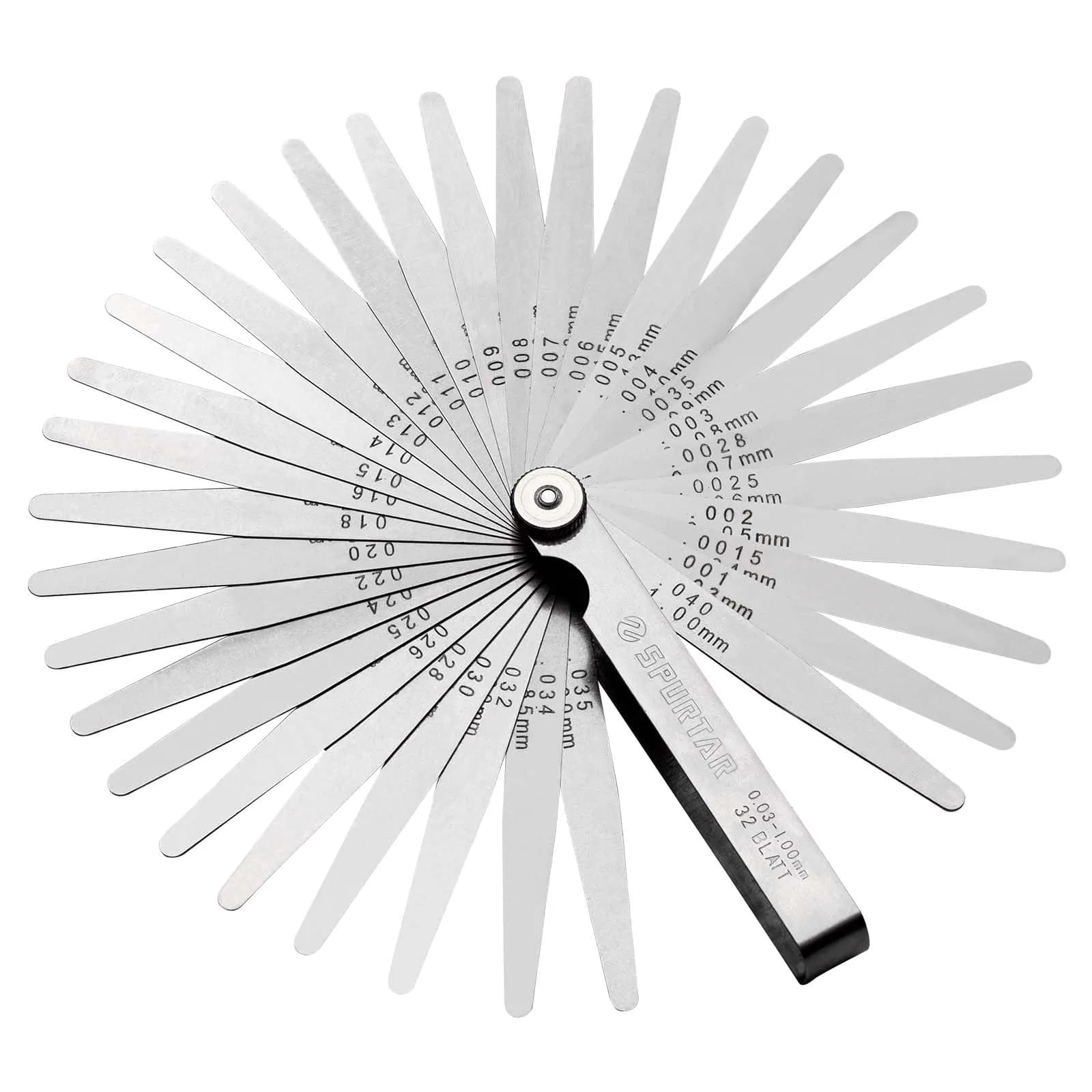 Spurtar Tapered Feeler Gauge Set 0.03-1.00mm (0.001-0.04") 32 Blades | Precision Gap Measurement Tool — 32 Blades(0.001-0.04")