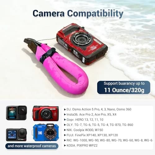 JJC Waterproof Floating Camera Wrist Strap for Olympus TG-7, Kodak WPZ2, GoPro Hero 13/12, Nikon Coolpix W300 | Keeps Gear Afloat & Visible thumbnail 3
