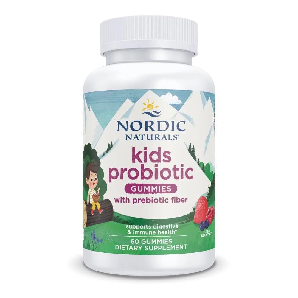 Nordic Naturals Kids Nordic Flora Probiotic Gummies, 60 Count | 1.5B CFU & Prebiotic Fiber for Digestive Balance - main product image