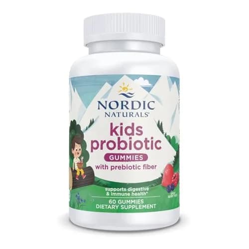 Nordic Naturals Kids Nordic Flora Probiotic Gummies, 60 Count | 1.5B CFU & Prebiotic Fiber for Digestive Balance thumbnail 1
