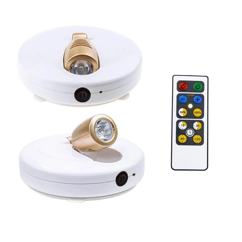 HONWELL LED Spotlight Wireless Accent Lights 2 Pack Warm White Puck Lights with Remote | Rotatable Head, Picture Light for Paintings