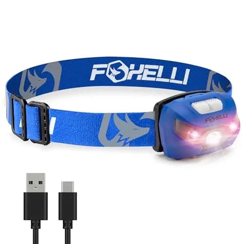 Foxelli USB-C Rechargeable LED Headlamp 160 Lumens | Waterproof, Lightweight & Adjustable for Outdoors & Kids thumbnail 1