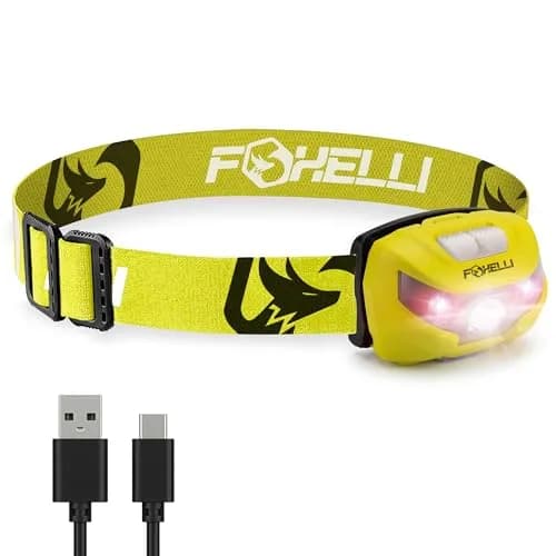 Foxelli USB-C Rechargeable LED Headlamp 160 Lumens | Waterproof, Lightweight & Adjustable for Outdoors & Kids thumbnail 1