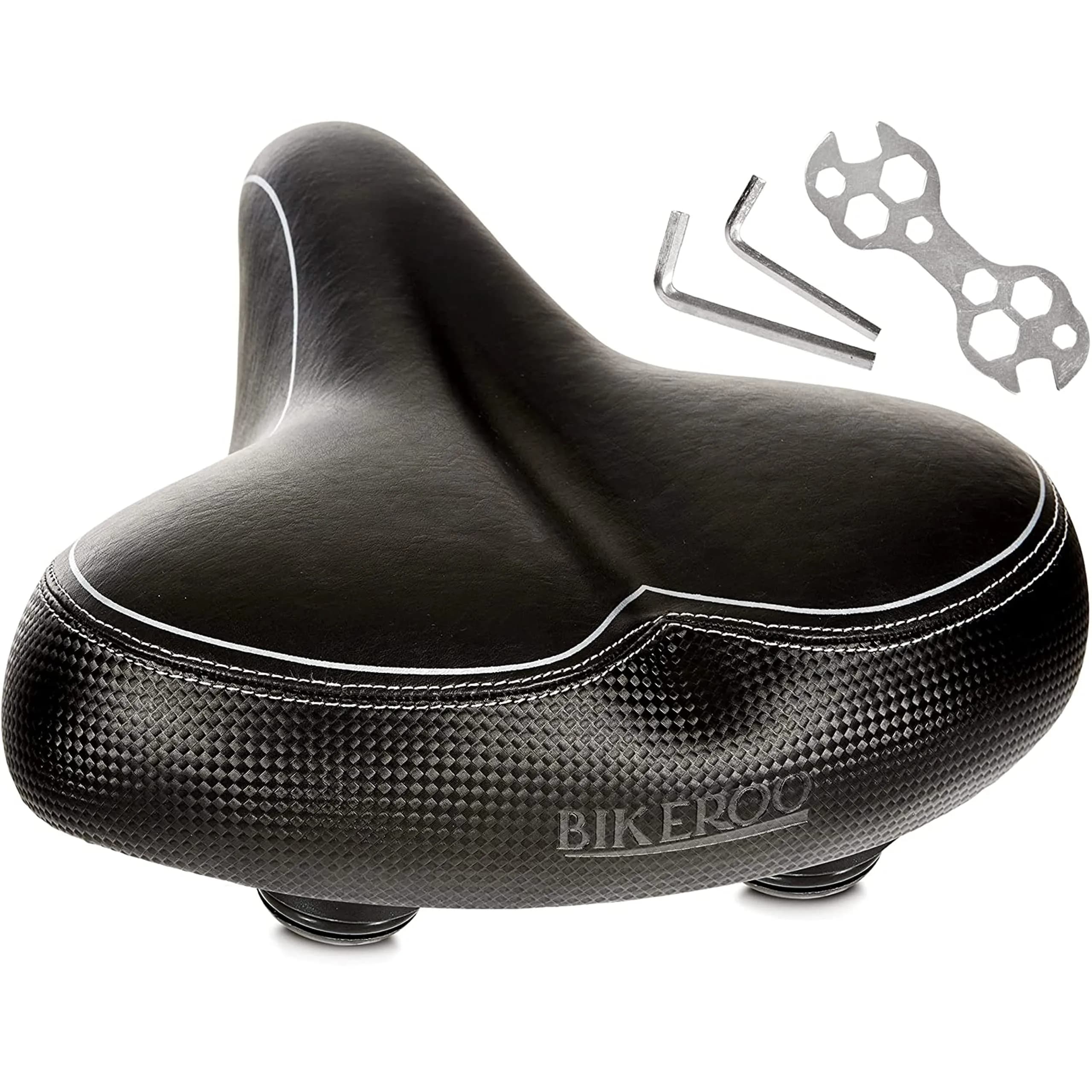 Bikeroo Wide Cruiser Saddle Black 25.9 cm (10.2 in) | Comfort Seat for Upright Riding — Black