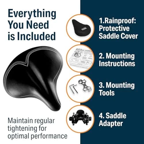 Bikeroo Wide Cruiser Saddle Black 25.9 cm (10.2 in) | Comfort Seat for Upright Riding thumbnail 4