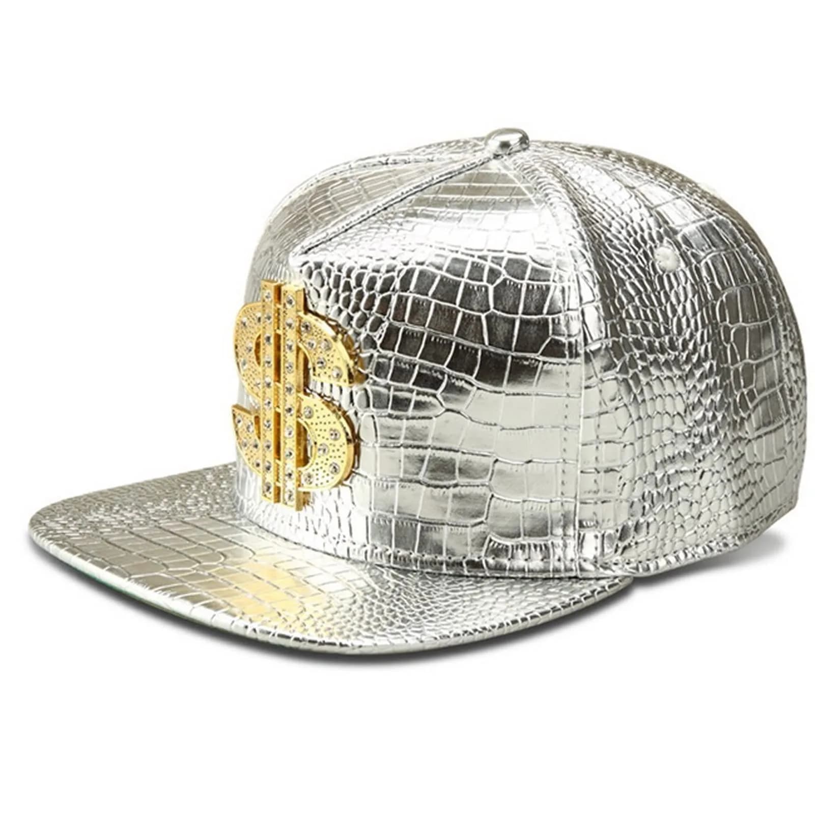Wikavanli Silver Hip Hop Hat with Flat Brim and Snapback Closure | Adjustable for Men and Women - main product image