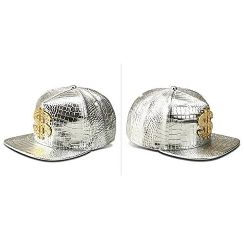 Wikavanli Silver Hip Hop Hat with Flat Brim and Snapback Closure | Adjustable for Men and Women thumbnail 3