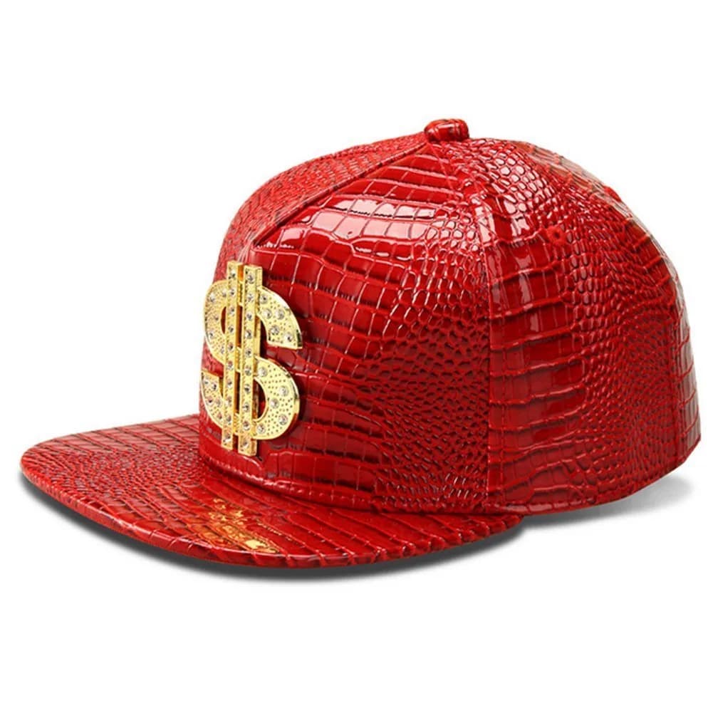 Wikavanli Silver Hip Hop Hat with Flat Brim and Snapback Closure | Adjustable for Men and Women — Red