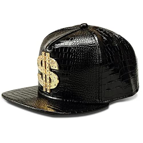 Wikavanli Black Hip Hop Hat Flat-Brimmed Rock Cap Adjustable Snapback for Men and Women thumbnail 1