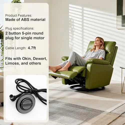 Fromann 2-Button 5-Pin Round Recliner Hand Control Switch 13.7cm (5.4in) | Easy Fix for Power Lift Chairs thumbnail 2