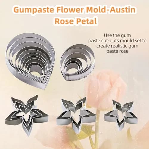 KALAIEN 23pcs Rose Petal Cutter Set for Fondant & Gum Paste | Stainless Steel Flower Moulds thumbnail 5