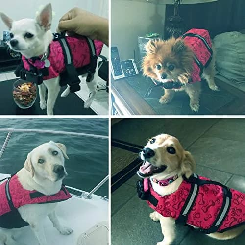 SNIK-S Dog Life Jacket with Reflective Stripes & Adjustable Belt for Short Nose Dogs (X-Small, Pink) thumbnail 2